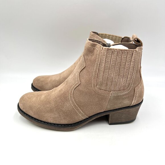 7.5AA 7.5N NARROW WIDTH Propet Light Brown Taupe Suede Leather Boots Shoes - Picture 6 of 15